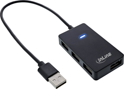 Hub USB InLine 2.0, 4 porta, 30cm, i zi