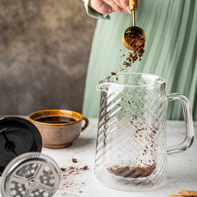 Aparat french press Klausberg KB7764, 1000ml, qelq, argjendtë