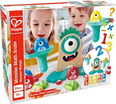 Lodër edukative Hape Monster Math Scale, 22 copa, shumëngjyrëshe
