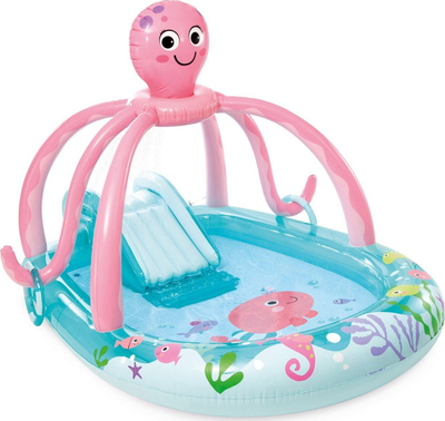 Центар за водни игри Интекс 56138EP Friendly Octopus, со лизгалка и прскалки, 92\" x 72\", шарен