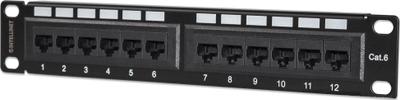Patch panel Intellinet Cat6 10", 12 porta RJ45, 1U, i zi