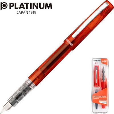 Stilolaps me bojë Platinum Prefounte Fine, majë çeliku, trup transparent, portokalli
