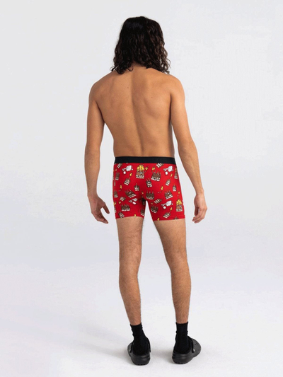 Boxer burrash Saxx Vibe SXBM35, viskozë elastike, BallPark Pouch, i kuq me print