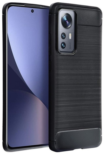 Futrollë mbrojtëse CARBON për OPPO Reno 12 5G, gomë e fortë, e zezë