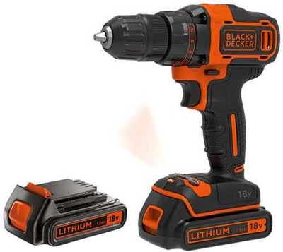 Trapano vidhosës Black&Decker BDCDD186KB, 18V, 2x bateri 1.5Ah, portokalli