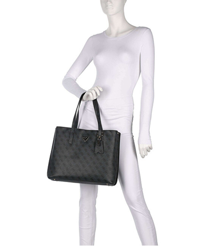 Çantë tote Guess Meridian II Girlfriend Tote, poliuretani, ONE SIZE, e zezë