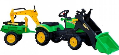 Traktor lodër Benson me pedale, me rimorkjo dhe kovë, i gjelbër