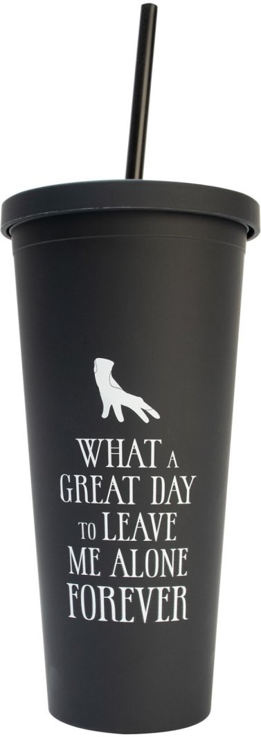 Gotë termusi Wednesday, 485ml, me kapak dhe pipëz, e zezë