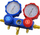 Set manifold ftohësish GEKO Refrigerant Changing Set, 2 drejtime, 2 manometra, shumëngjyrësh