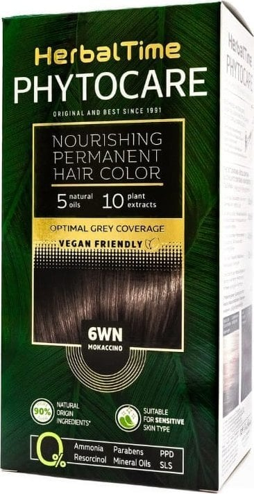 Ngjyrë flokësh Herbal Time Natural Hair Dye 6WN Mokaccino, pa amoniak, pa parabene, mokaccino