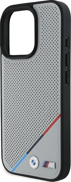 Kuti mbrojtëse BMW M BMHMP16L23PUPDG për iPhone 16 Pro 6.3", hardcase, dizajn me vrima, gri
