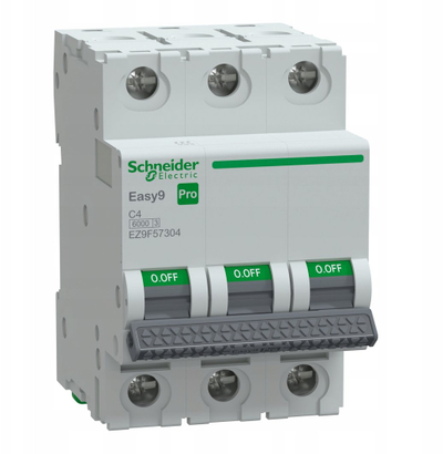 Ndërprerësi automatik Schneider Easy9 Pro EZ9F57304, C 4A, 3P, 6000A