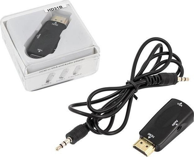 Adapter HDMI në VGA me audio, Full HD 1080p, i zi