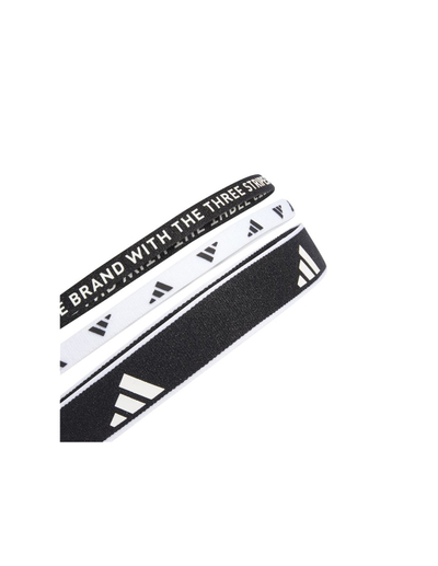 Shirit flokësh Adidas Training Elastic Headband, set 3 copë, elastik, i zi