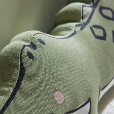 Jastëk dekorativ fëmijësh Cotton, formë krokodili, 100% pambuk, jeshil