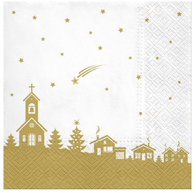 Peceta dekorative Napkin P SPM250018, 33x33 cm, me print dimëror, të arta