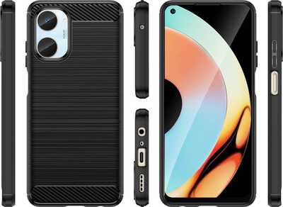 Kapak telefoni Carbon Case për Realme 10, silikon fleksibël TPU, anti-gërvishtëse, i zi