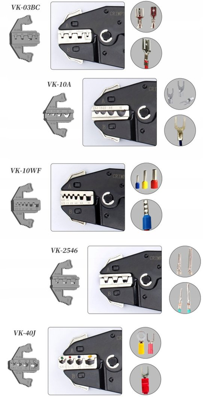 Pinca krimpimi profesionale, 5 matrica të ndërroshme, prerëse telash, portokalli e zezë