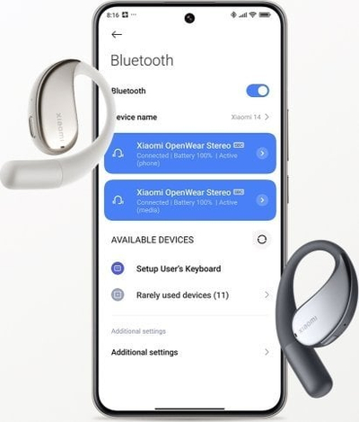 Слушалки Xiaomi OpenWear Stereo, безжични, графитно сива