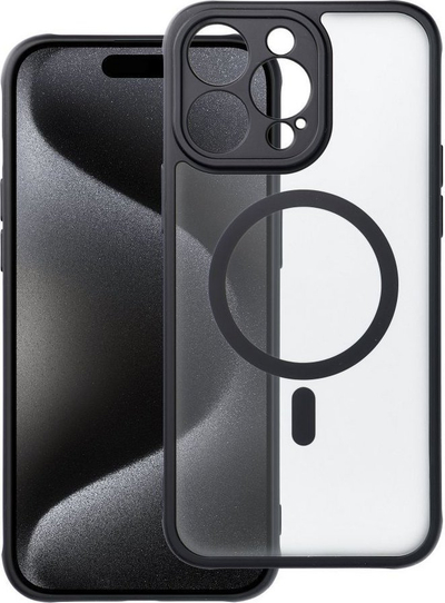 Kapak mbrojtës Full Matte Mag Cover për iPhone 15 Pro Max, kompatibil me MagSafe, i zi