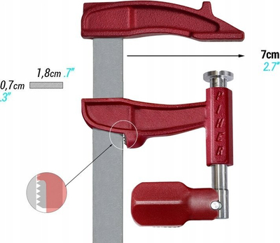 Shtrëngues Piher Maxipress M 1630, 30cm, filetë e mbrojtur, i kuq