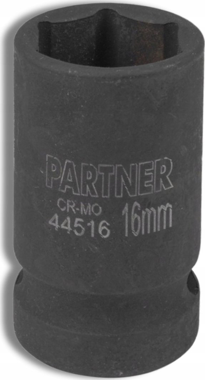 Nasadë goditëse Partner 44516, 1/2", 16mm, gjashtëkëndëshe, e zezë