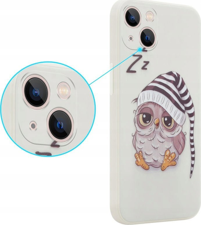 Kapak telefoni Maxximus MX Owl Sleepy për Samsung Galaxy S21 5G, i hollë, dizajn me kukumjaçkë, beige