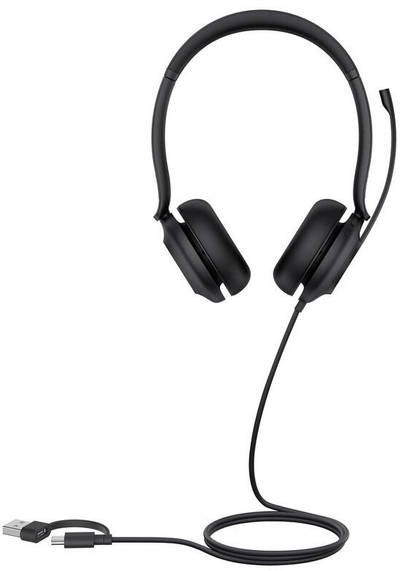 Kufje me mikrofon Yealink UH35 Dual, me tela, USB A USB C, të certifikuara për Microsoft, të zeza