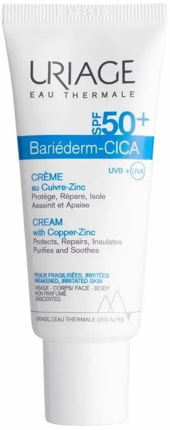 Krem rigjenerues për fytyrë Uriage Bariéderm Cica-Cream, SPF50+, 40ml, i bardhë