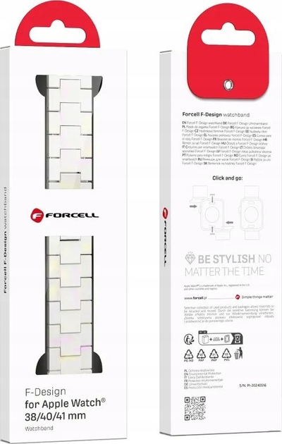 Rrip ore FORCELL F-Design FA04 për Apple Watch 38 40 41 mm, me efekt mermeri, i bardhë