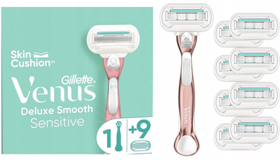 Brisketa rroje Gillette Venus Deluxe Smooth Sensitive Rose Gold Value Pack, 5 briskë, për lëkurë të ndjeshme