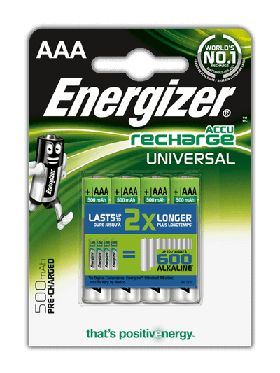 Bateri të rikarikueshme AAA Energizer Universal, 500mAh, set me 4 copë
