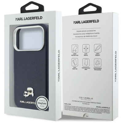 Futrollë Karl Lagerfeld MagSafe për iPhone 17 Pro Max, shumë e hollë, blu navy