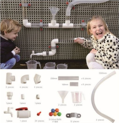 Set lodrash Masterkidz Pipe System STEM, 80 pjesë, për board, i bardhë