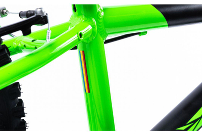 Biçikletë MTB për fëmijë Pegas Mini Drumet 20", 21 shpejtësi, kornizë alumini, e zezë jeshile