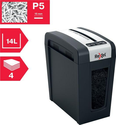 Makinë shkatërrimi dokumentesh Rexel Secure MC4 SL, prerje mikro P 5, 14L, e zezë