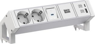 Shirit kontakti Bachmann DESK2 937.404, 2x Schuko, USB A C 22W, i bardhë