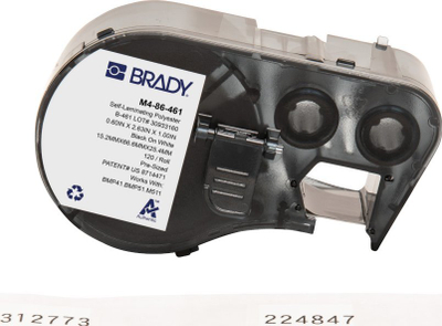 Kasetë etiketime BRADY M4-86-461, poliester vetë-laminues, 2.63" gjerësi, e bardhë
