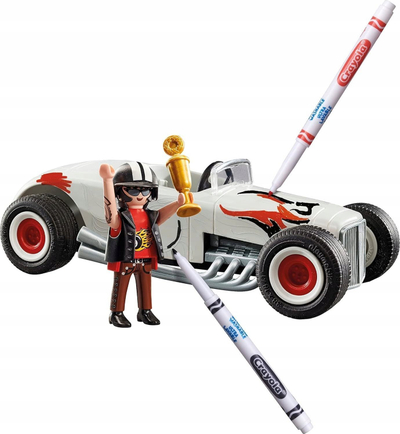 Set lodrash Playmobil Color 71376 Hot Rod, makina me rampë, e bardhë