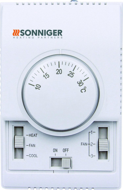 Panel kontrolli Sonniger Comfort New, termostat për dhomë, 3 shpejtësi ventilatori, i bardhë