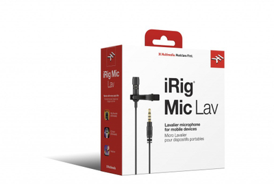 Mikrofon lavalier IK Multimedia iRig Mic Lav, për smartphone dhe tablet, me dalje kufjesh, i zi