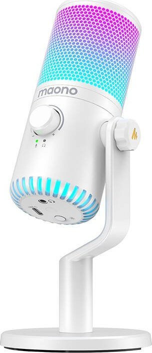 Микрофон USB Маоно DM30, кондензатор кардиоиден, RGB, бел