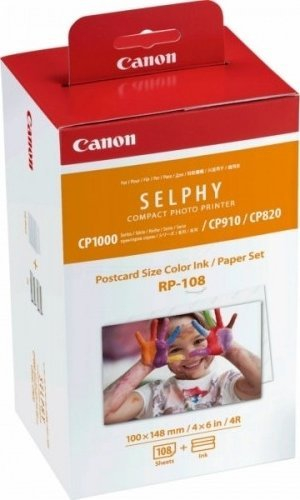 Set bojë dhe letër fotografike Canon RP-108, 100x148mm, 108 fletë, me ngjyra