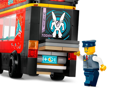 Set lodër LEGO City Red Double Decker Coach 60407, 384 pjesë, për fëmijë 7 plus, shumëngjyrësh