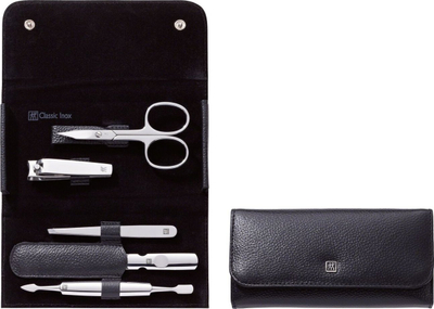 Сет за маникир ZWILLING Travel Size Classic Inox, 5 парчиња, кожна кутија, црна