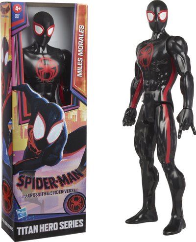 Figurë Marvel Spider-Man Titan Hero Series Miles Morales, 30 cm, për kalamaj 4+, e zezë me të kuqe