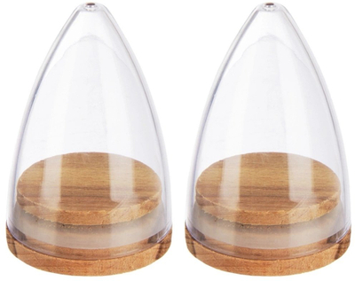 Set dozatorë kripë dhe piper Shakers, 2 copë, formë koni, transparentë