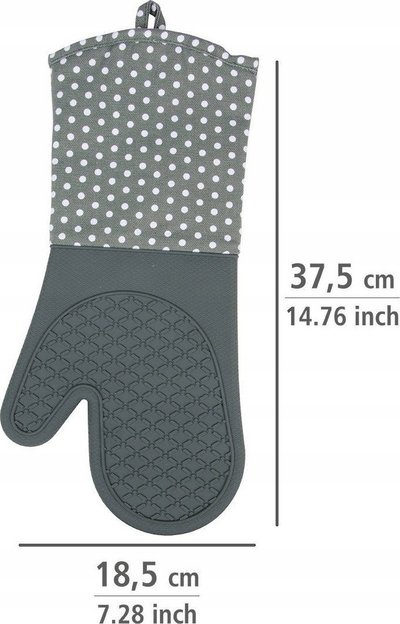 Doreza furre Wenko Oven Gloves, silikon, set 2 copë, gri me pika të bardha