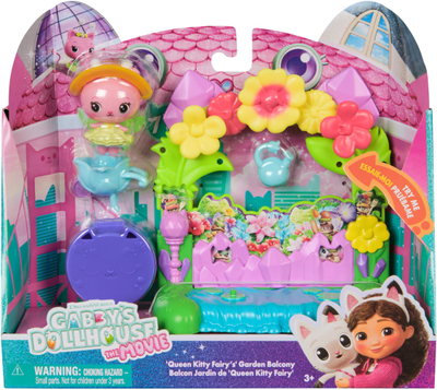 Set loje Spin Master Gabby's Dollhouse Queen Kitty Fairy Garden Balcony, për shpi lodrash, shumëngjyrësh