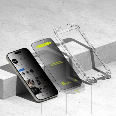 Xham mbrojtës Ringke Easy Slide Privacy, 2 copë, 9H, për iPhone 16 Pro, i zi